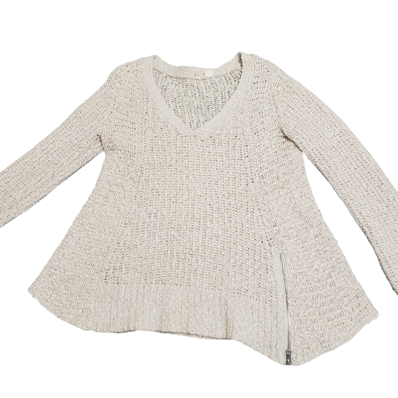 Anthropologie Moth Cotton Wool Alpaca Blend Chunky V-Neck Sweater Sz Medium - Picture 13 of 15